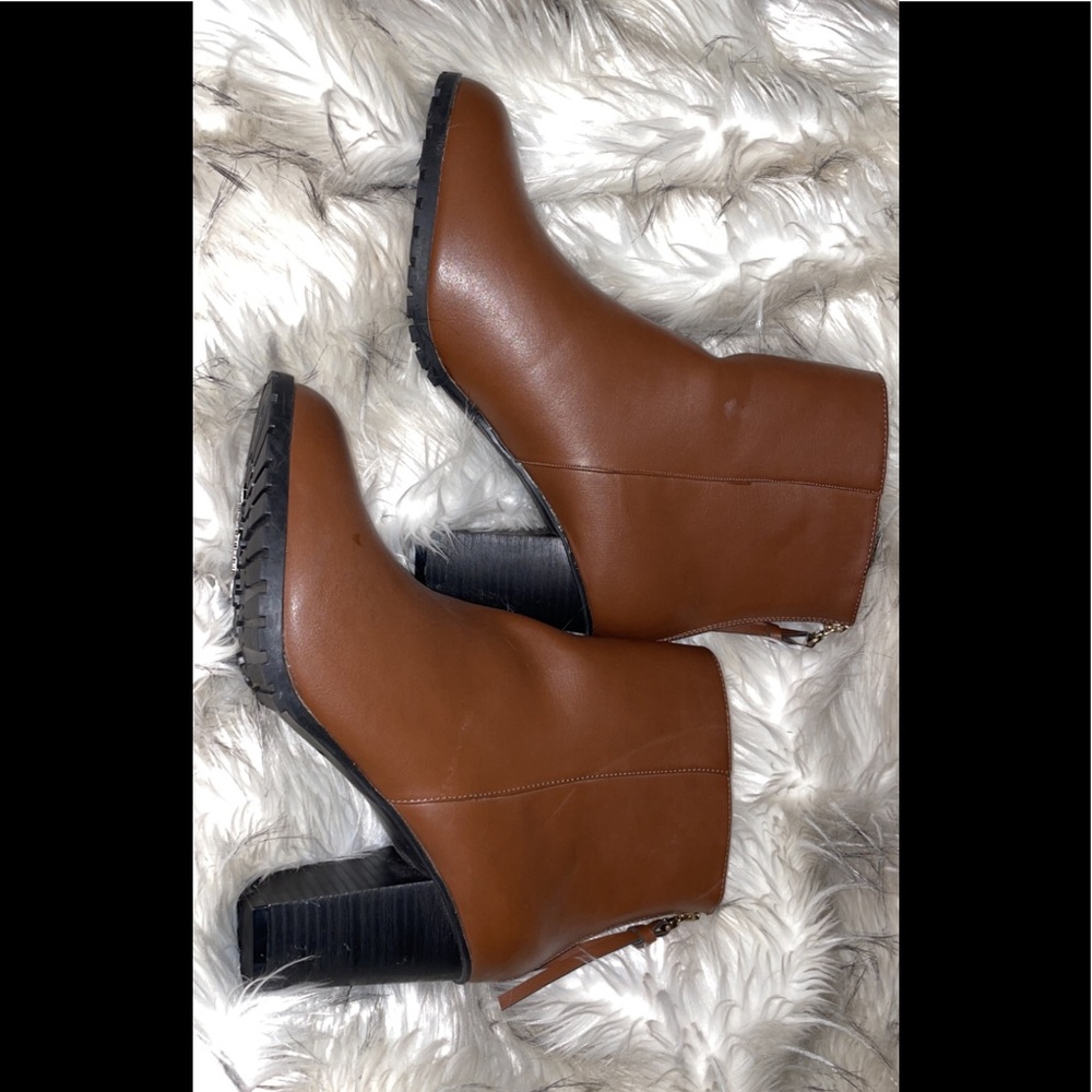 Brown faux leather booties